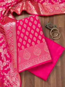 Koskii Floral Printed Zari Unstitched Dress Material