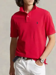 Polo Ralph Lauren Men Solid Polo Collar Cotton Slim Fit T-shirt