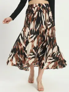 OTABU Women Abstract Printed A-Line Midi Skirt