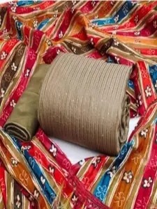 LADY SHOPI Striped Embellished Sequinned Chanderi Unstitched Dress Material