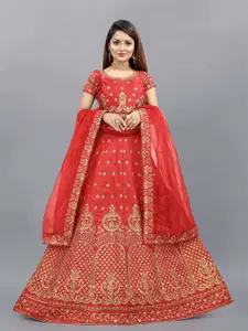 Aika Embroidered Thread Work Semi-Stitched Lehenga & Unstitched Blouse With Dupatta