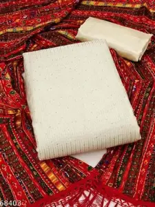 LADY SHOPI Striped Embellished Sequinned Chanderi Unstitched Dress Material