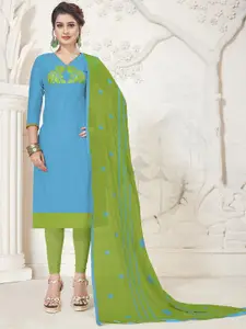 LADY SHOPI Floral Embroidered Pure Silk Unstitched Dress Material