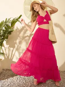 Berrylush V Neck Sleeveless Top With Skirt