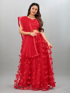 LADY SHOPI Embroidered Semi-Stitched Lehenga & Unstitched Blouse With Dupatta