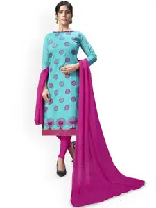 LADY SHOPI Geometric Embroidered Silk Chiffon Unstitched Dress Material
