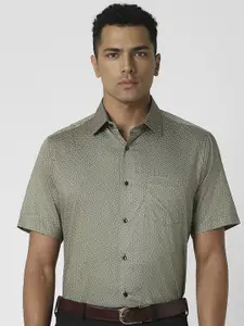 Van Heusen Men Spread Collar Micro Ditsy Printed Cotton Party Shirt