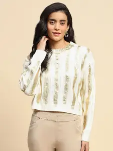 Global Republic Women Self Design Round Neck Top