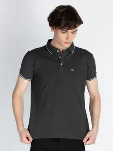 Status Quo Men Solid Polo Collar Cotton Slim Fit T-shirt