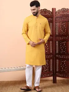 Latest Chikan Garments Geometric Woven Design Mandarin Collar Straight Kurta