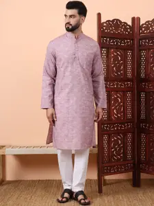 Latest Chikan Garments Woven Design Mandarin Collar Straight Kurta