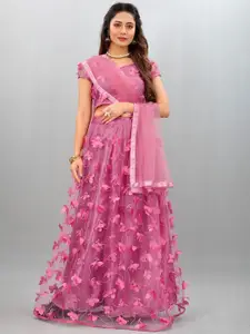 Aika Butterfly Embroidered Semi-Stitched Lehenga & Unstitched Blouse With Dupatta
