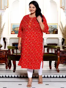 Swasti Floral Printed Cotton Straight Kurta