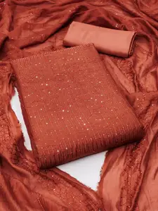 LADY SHOPI Striped Embellished Sequined Chanderi Unstitched Dress Material