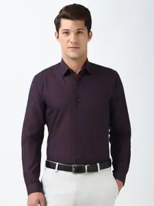 Peter England Men Spread Collar Micro Ditsy Printed Cotton Formal Shirt