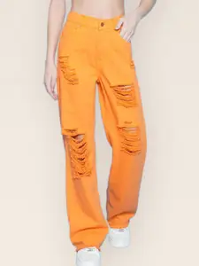 BAESD Women Straight Fit Mildly Distressed Jeans