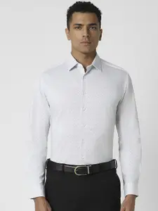 Van Heusen Men Spread Collar Micro Ditsy Printed Cotton Slim Fit Formal Shirt