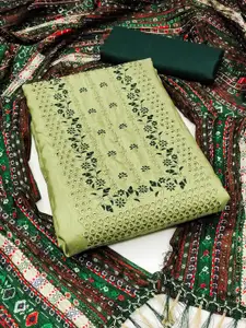 LADY SHOPI Floral Embroidered Pure Silk Unstitched Dress Material