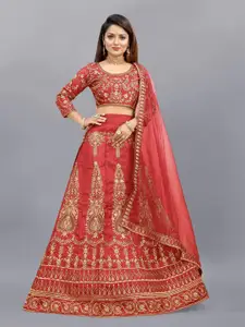 Aika Embroidered Thread Work Semi-Stitched Lehenga & Unstitched Blouse With Dupatta