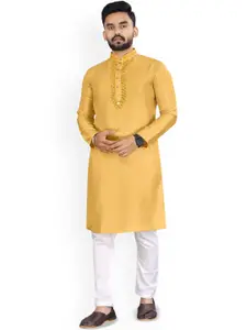 CHARLOTTE GRACIOUS Mandarin Collar Mirror Work Straight Kurta