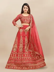 JULEE Embroidered Beads and Stones Semi Stitched Lehenga & Unstitched Blouse With Dupatta