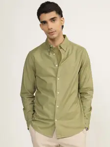 Andamen Men Premium Button-Down Collar Solid Cotton Slim Fit Casual Shirt