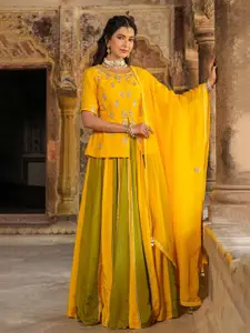 SCAKHI Embellished Gotta Patti Ready to Wear Lehenga & Blouse With Dupatta