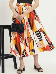 OTABU Abstract Printed A-Line Maxi Skirt