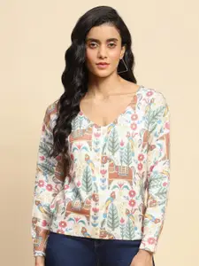 Global Republic Women Floral Printed V-Neck Top