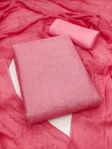 LADY SHOPI Striped Embellished Sequinned Chanderi Unstitched Dress Material