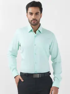 Raymond Men Contemporary Spread Collar Solid Cotton Formal Shirt