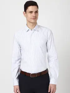 Peter England Men Spread Collar Vertical Striped Cotton Slim Fit Formal Shirt