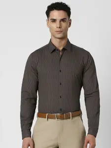 V Dot Men Spread Collar Micro Ditsy Printed Cotton Slim Fit Party Shirt