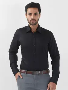 Raymond Men Contemporary Spread Collar Solid Cotton Formal Shirt