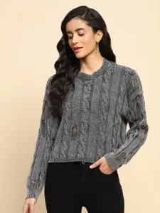 Global Republic Women Self Design Round Neck Cotton Top