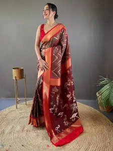 DEVATITHI Zari Silk Blend Saree with unstitched blouse piece