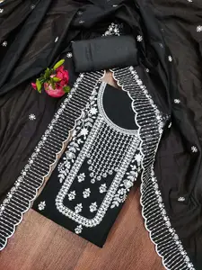 Maroosh Flortal Embroidered Thread Work Cotton Unstitched Dress Material