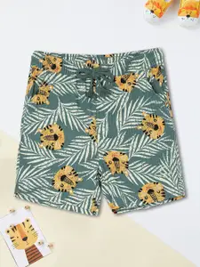 max Boys Floral Printed Regular Fit Mid-Rise Shorts