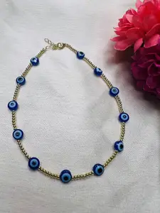 Arte Jewels Gold-Plated Artificial Stones and Beads Anklet