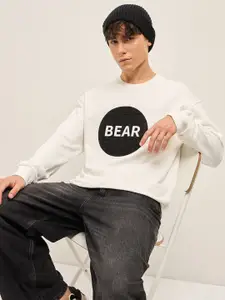 THE BEAR HOUSE Men Typography Printed Round Neck Cotton Pullover Sweatshirt