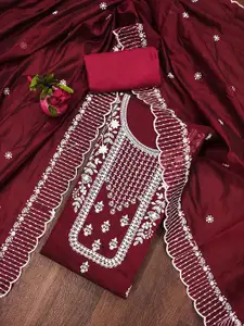 Maroosh Floral Embroidered Thread Work Unstitched Dress Material