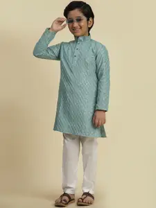Pro-Ethic STYLE DEVELOPER Boys Geometric Embroidered Pure Cotton Kurta With Pyjama