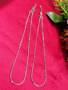 Arte Jewels Set Of 2 Sterling Silver Anklets