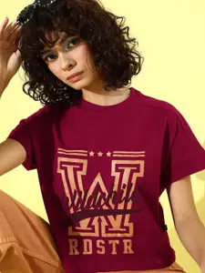 The Roadster Life Co. Graphic Printed Drop-Shoulder Sleeves T-shirt