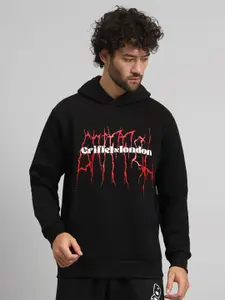 GRIFFEL Men Typography Printed Hood Fleece Pullover Sweatshirt