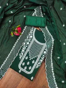 Maroosh Ethnic Motifs Embellished Thread Work Unstitched Dress Material