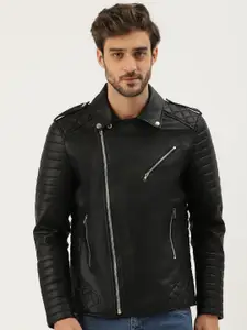 Leather Retail Men Lapel Collar Solid PU Casual Biker Jacket