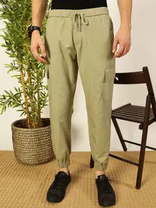 Thomas Scott Men Smart Slim Fit solid cotton Cargos Trousers