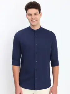 Allen Solly Men Band Collar Solid Cotton Slim Fit Casual Shirt