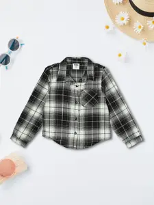max Girls Spread Collar Tartan Checked Cotton Casual Shirt